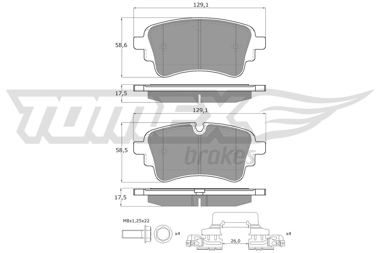 Sada brzdových platničiek kotúčovej brzdy TOMEX Brakes